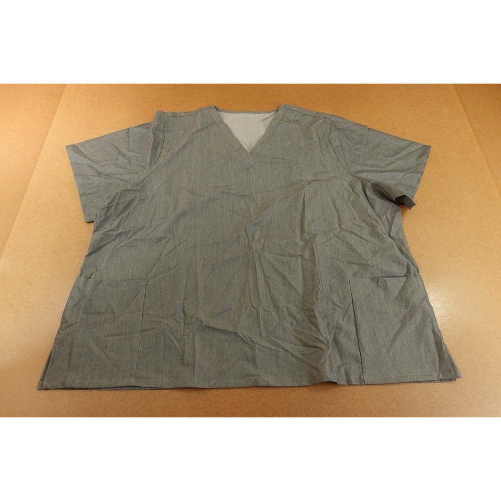 Mandala Womens 5X-Large Gray Equa-Tek Short Sleeve V-Neck Medical Scrub Top NWT